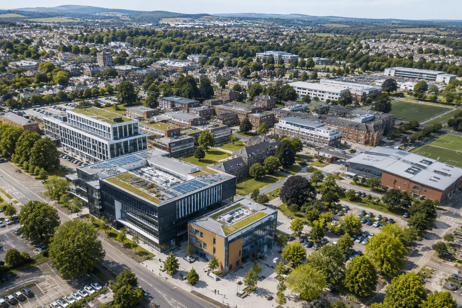 Public sector estate viewed from above for estate strategy and planning