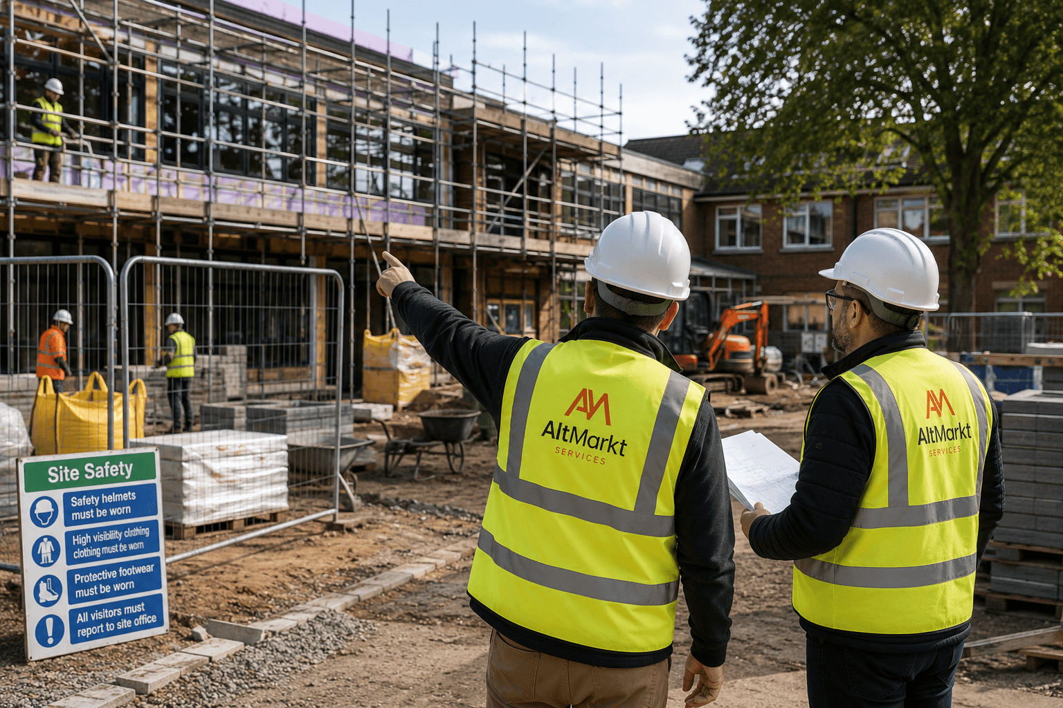 Building professional supervising construction works on a live education estate