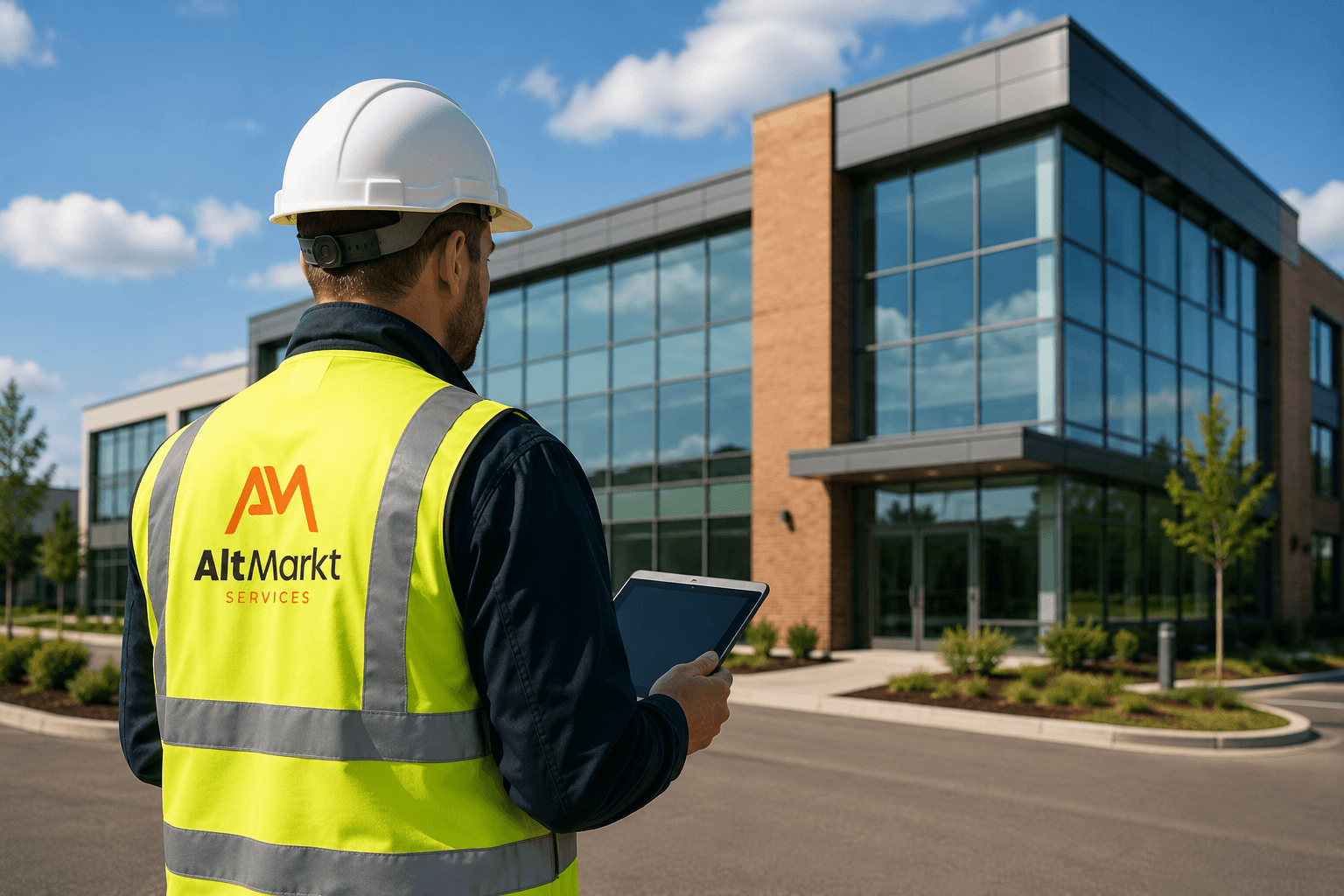 Chartered building surveyor inspecting a public sector property
