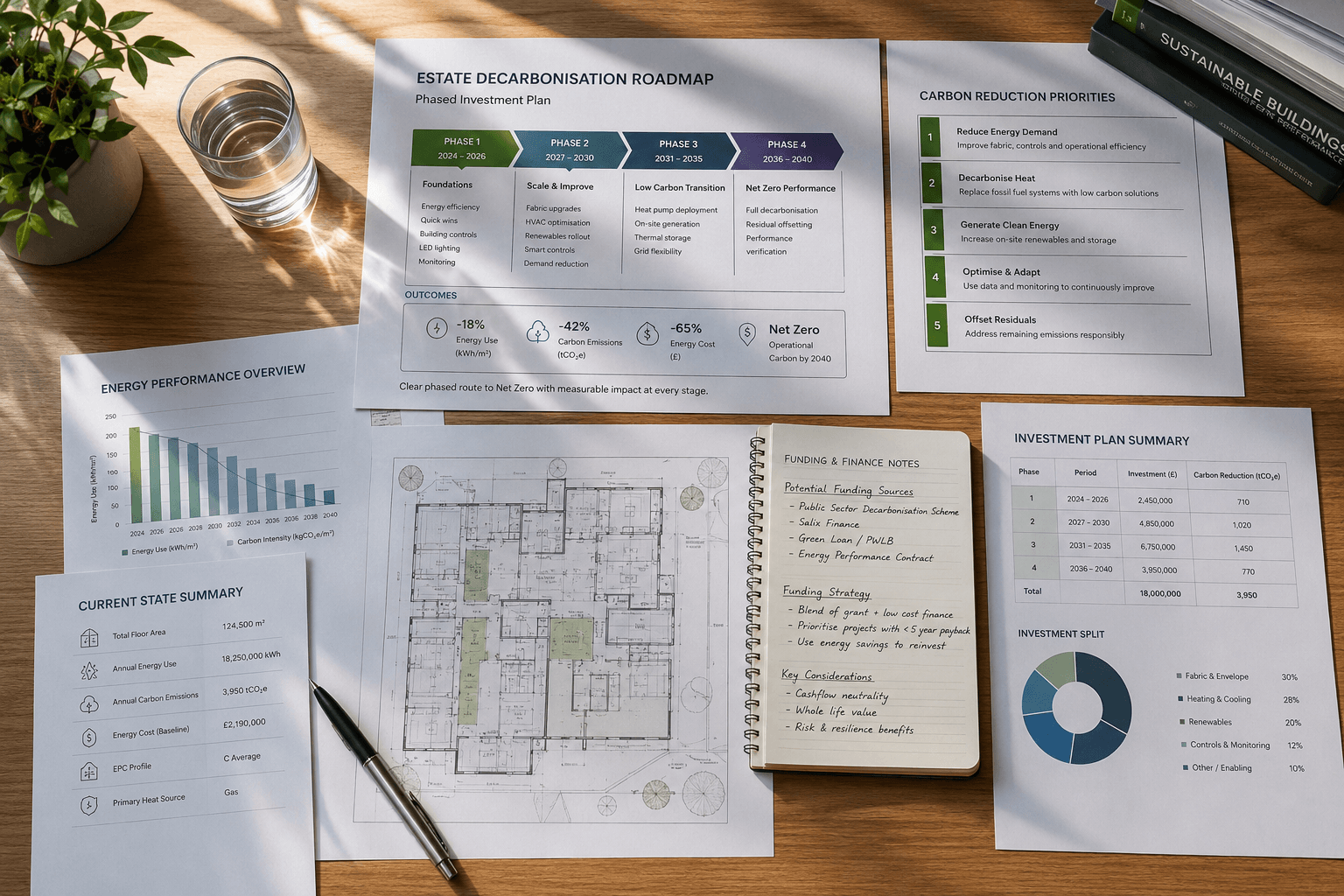 Estate decarbonisation planning documents and phased investment roadmap