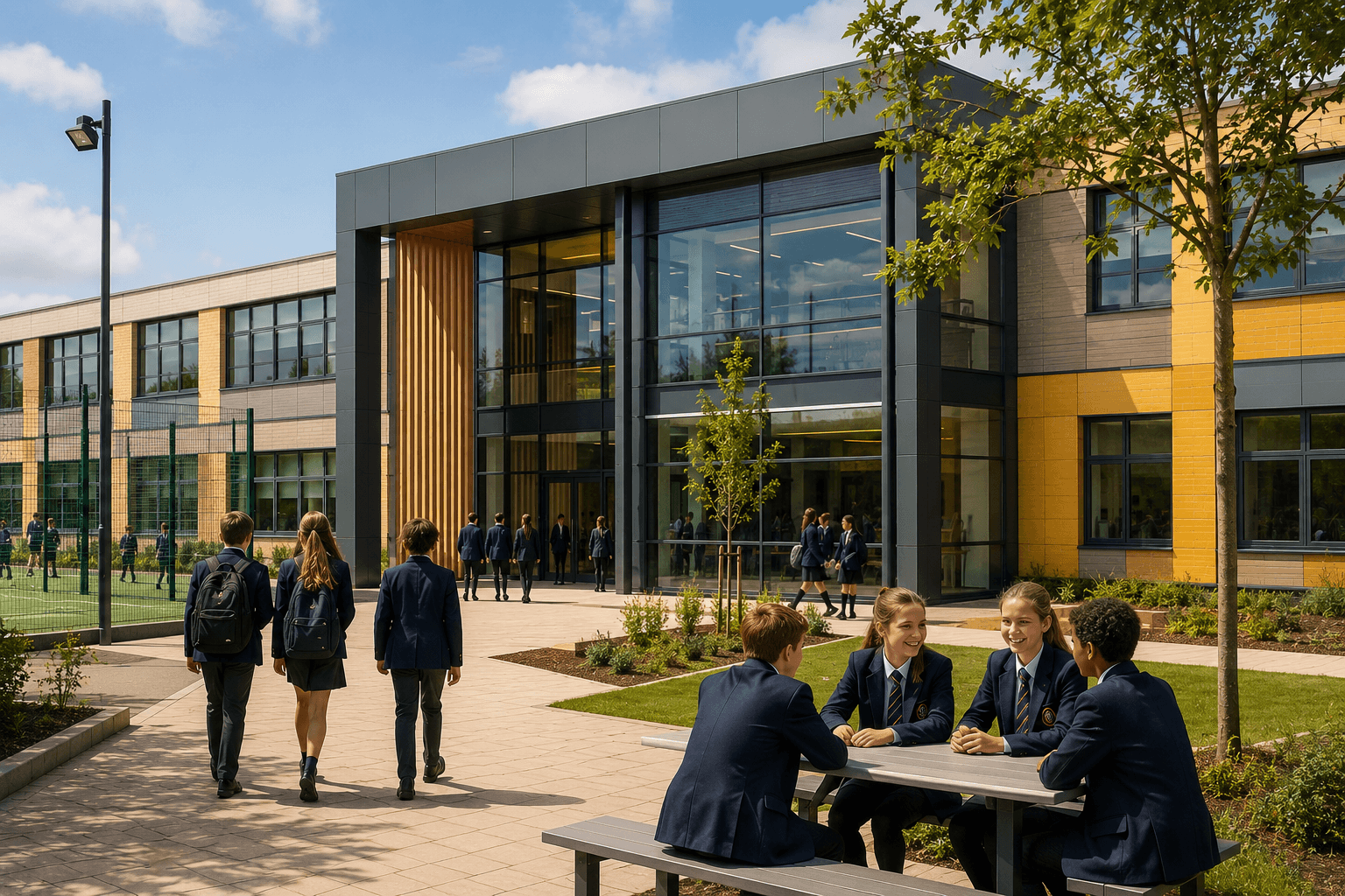 Students using a school building improved through capital investment
